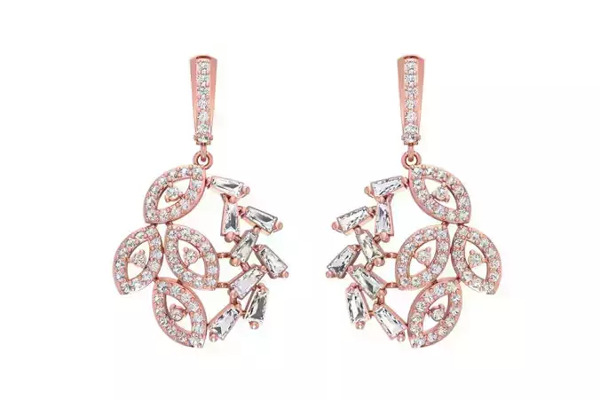 Women Drop Earring 3dm STL OBJ FBX Renders Details