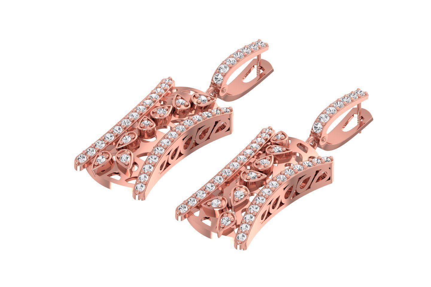 Women Drop Earring 3dm STL OBJ FBX Renders Details 3D print model_2