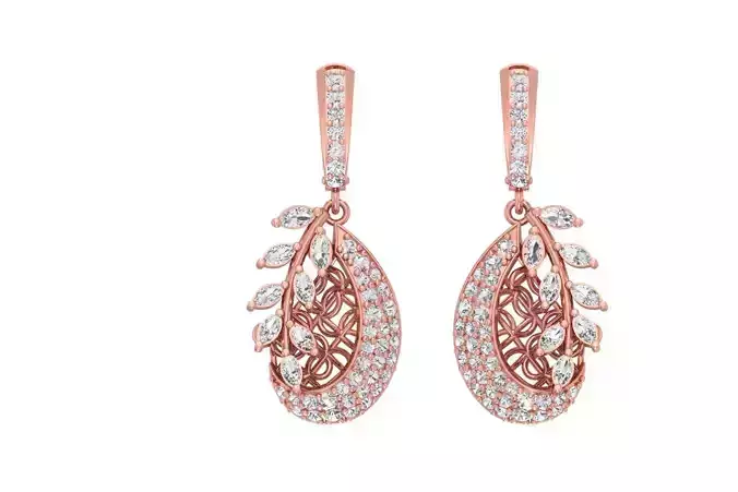 Women Drop Earring 3dm STL OBJ FBX Renders Details