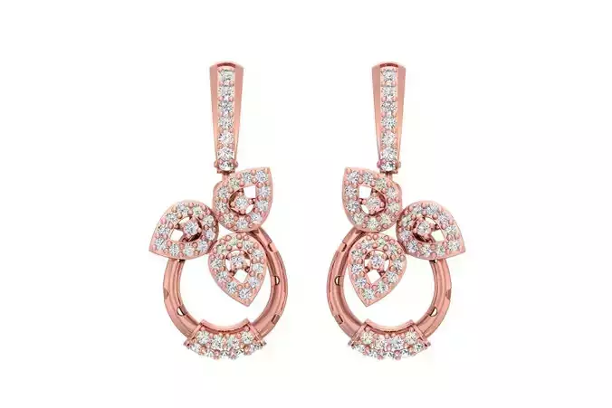 Women Drop Earring 3dm STL OBJ FBX Renders Details