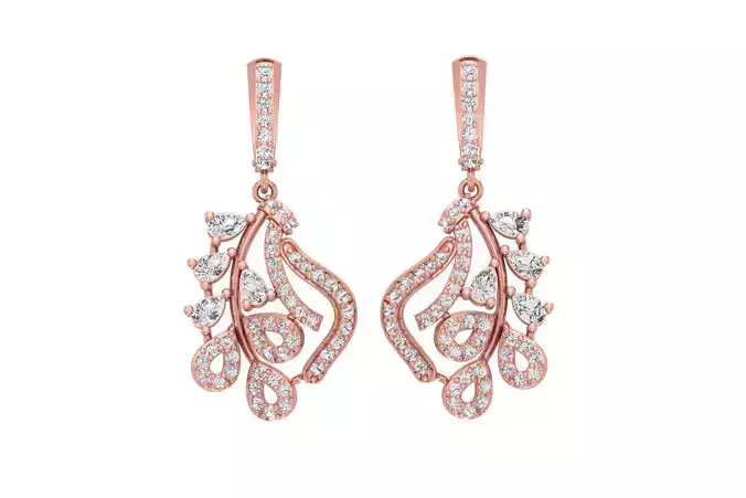 Women Drop Earring 3dm STL OBJ FBX Renders Details