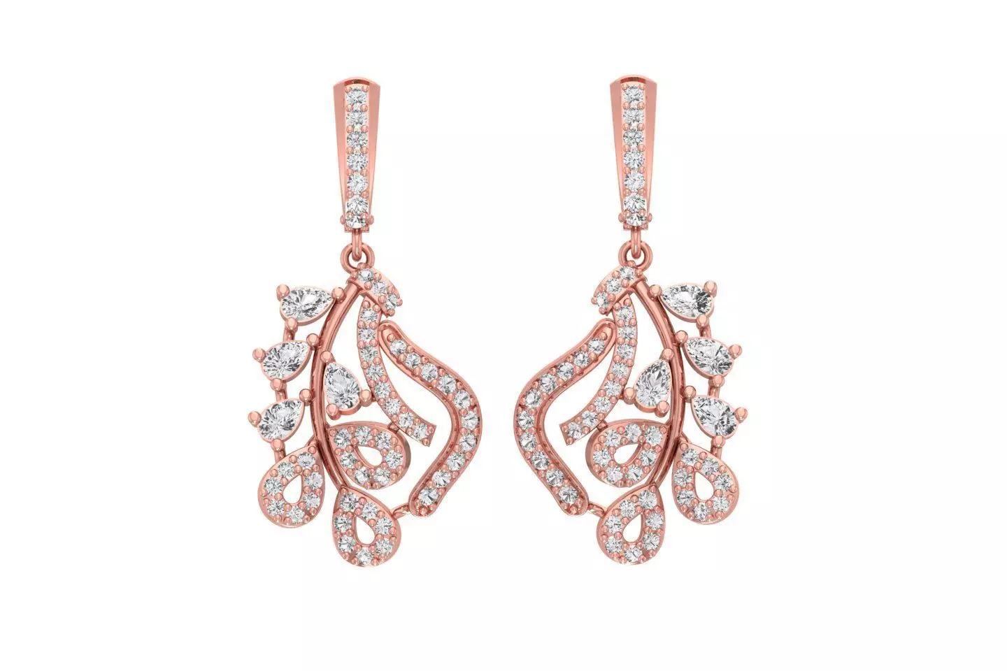 Women Drop Earring 3dm STL OBJ FBX Renders Details 3D print model_0