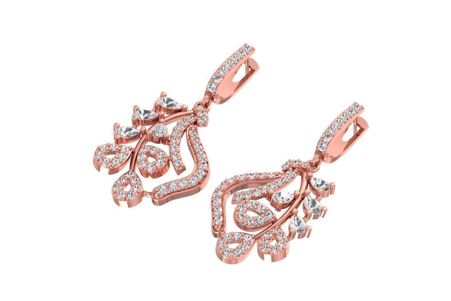 Women Drop Earring 3dm STL OBJ FBX Renders Details 3D print model_2