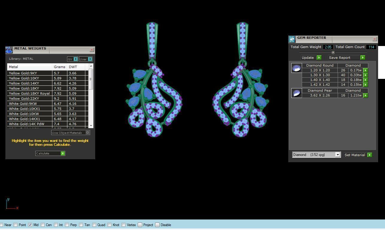 Women Drop Earring 3dm STL OBJ FBX Renders Details 3D print model_3