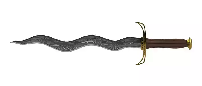Kriss Dagger -Gem embedded Brass Guard 3D model