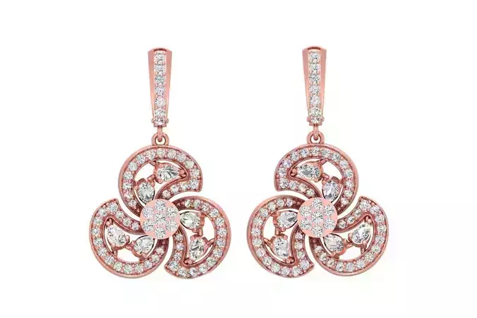 Women Drop Earring 3dm STL OBJ FBX Renders Details