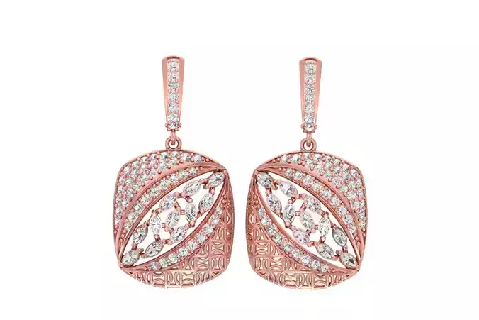 Women Drop Earring 3dm STL OBJ FBX Renders Details