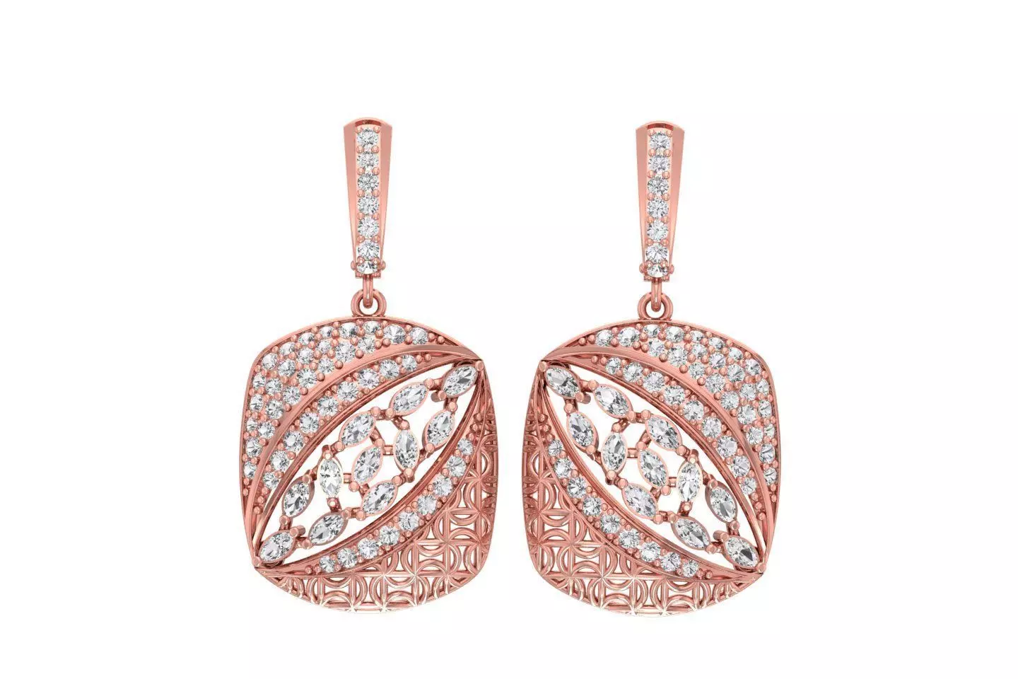 Women Drop Earring 3dm STL OBJ FBX Renders Details 3D print model_0