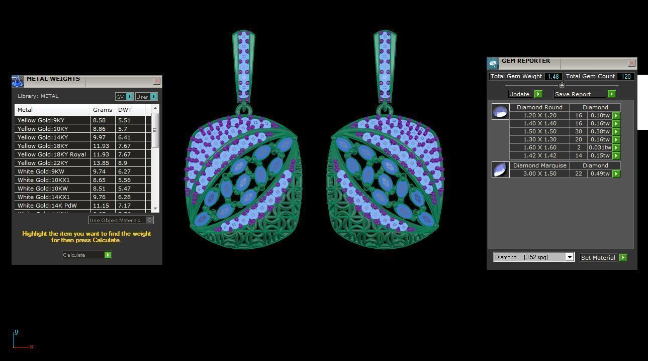 Women Drop Earring 3dm STL OBJ FBX Renders Details 3D print model_3