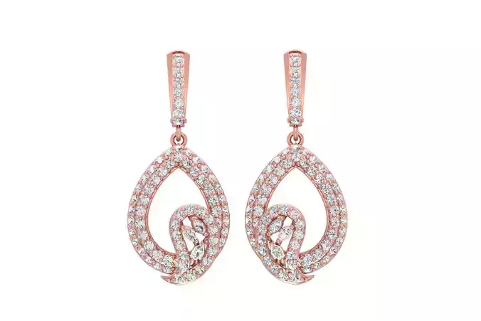 Women Drop Earring 3dm STL OBJ FBX Renders Details