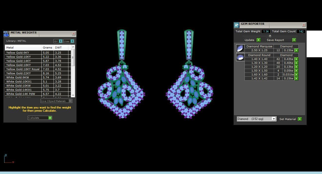 Women Drop Earring 3dm STL OBJ FBX Renders Details 3D print model_3