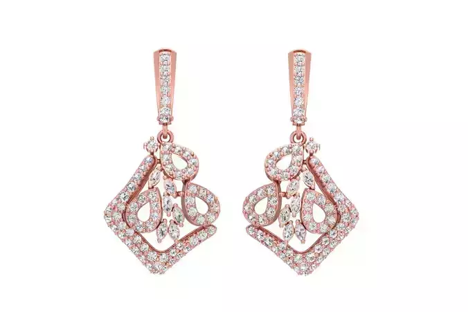 Women Drop Earring 3dm STL OBJ FBX Renders Details
