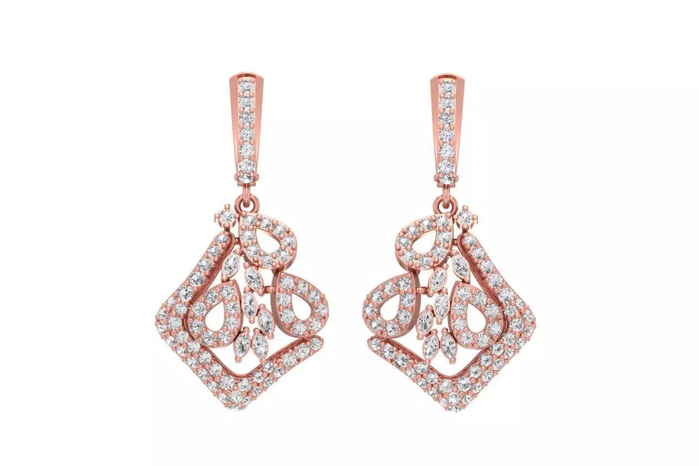 Women Drop Earring 3dm STL OBJ FBX Renders Details 3D print model_0