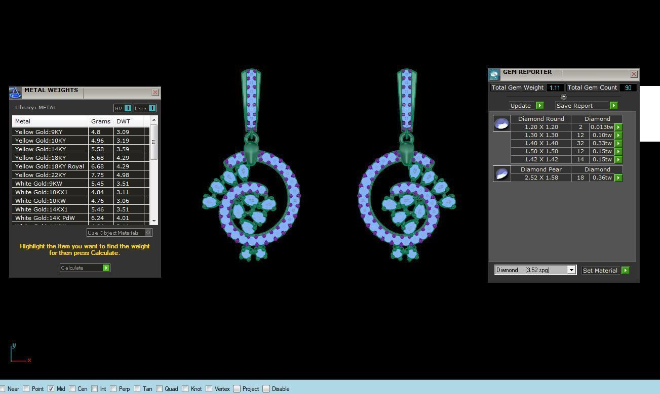 Women Drop Earring 3dm STL OBJ FBX Renders Details 3D print model_3