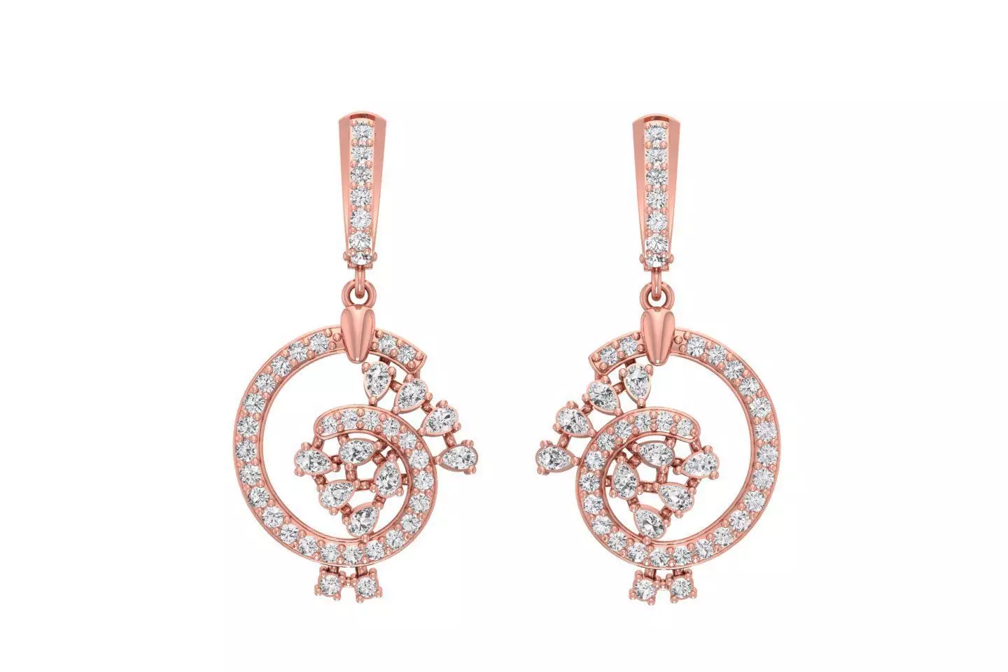 Women Drop Earring 3dm STL OBJ FBX Renders Details 3D print model_0