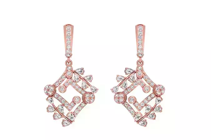 Women Drop Earring 3dm STL OBJ FBX Renders Details 3D print model