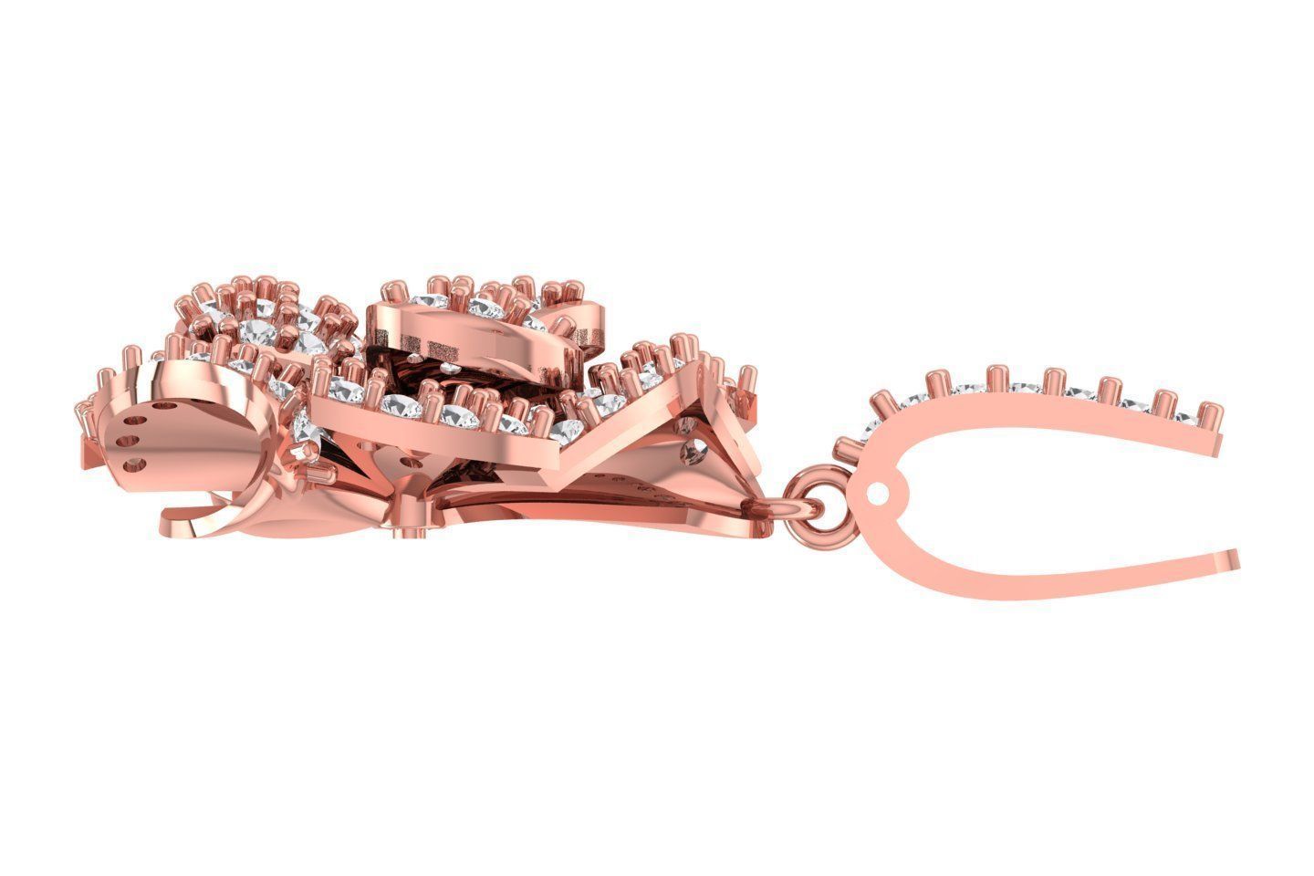 Women Drop Earring 3dm STL OBJ FBX Renders Details 3D print model_1