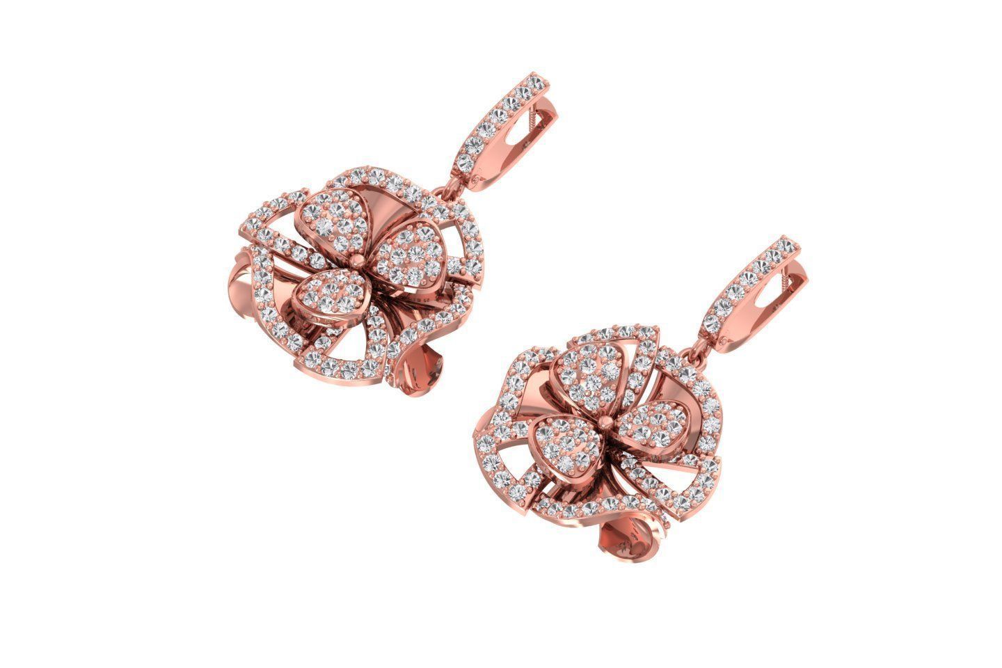 Women Drop Earring 3dm STL OBJ FBX Renders Details 3D print model_2