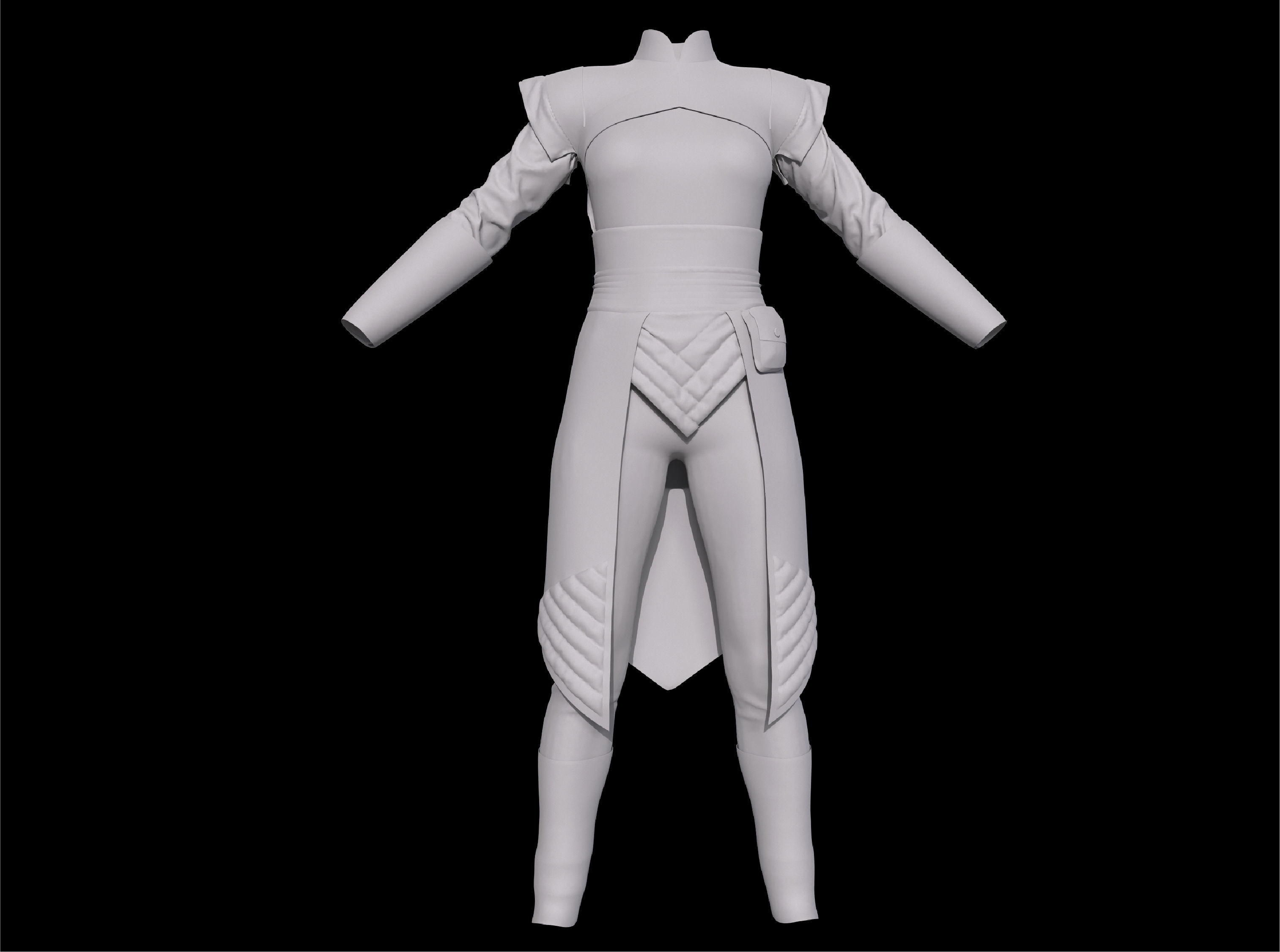 Female outfit character clothing 3D model_5