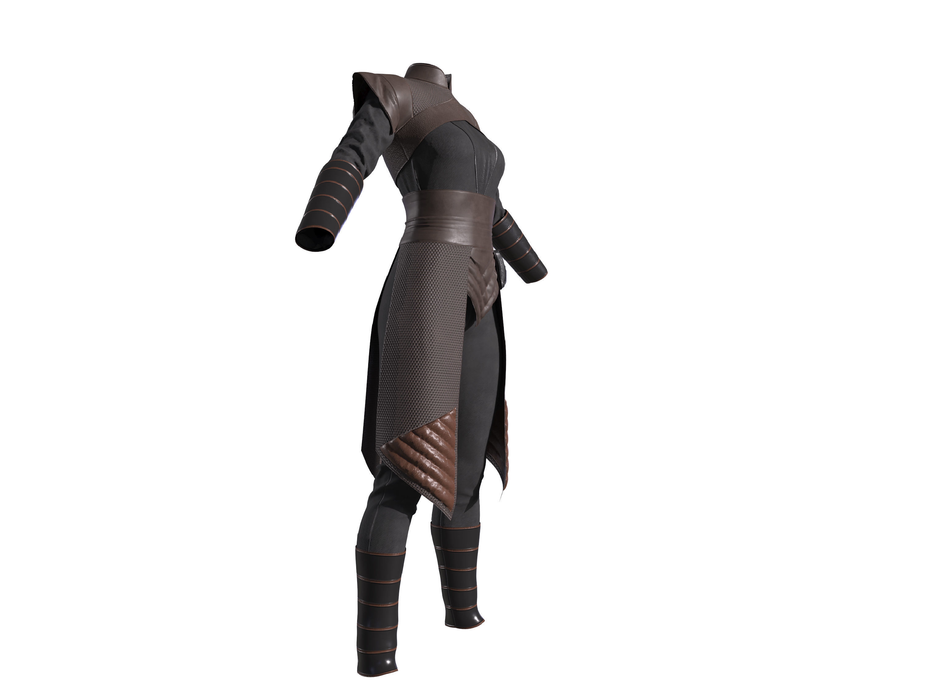 Female outfit character clothing 3D model_3