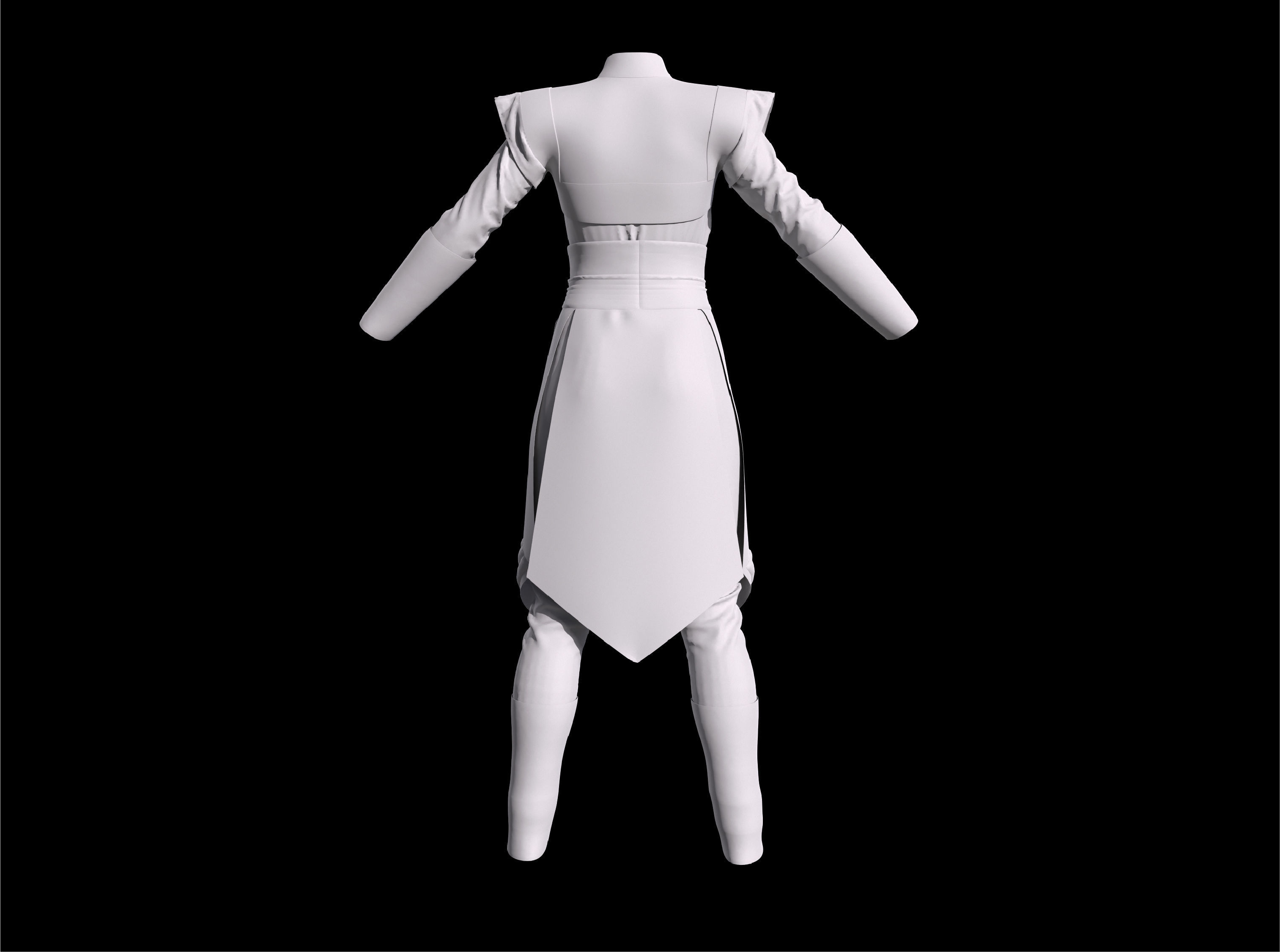 Female outfit character clothing 3D model_6