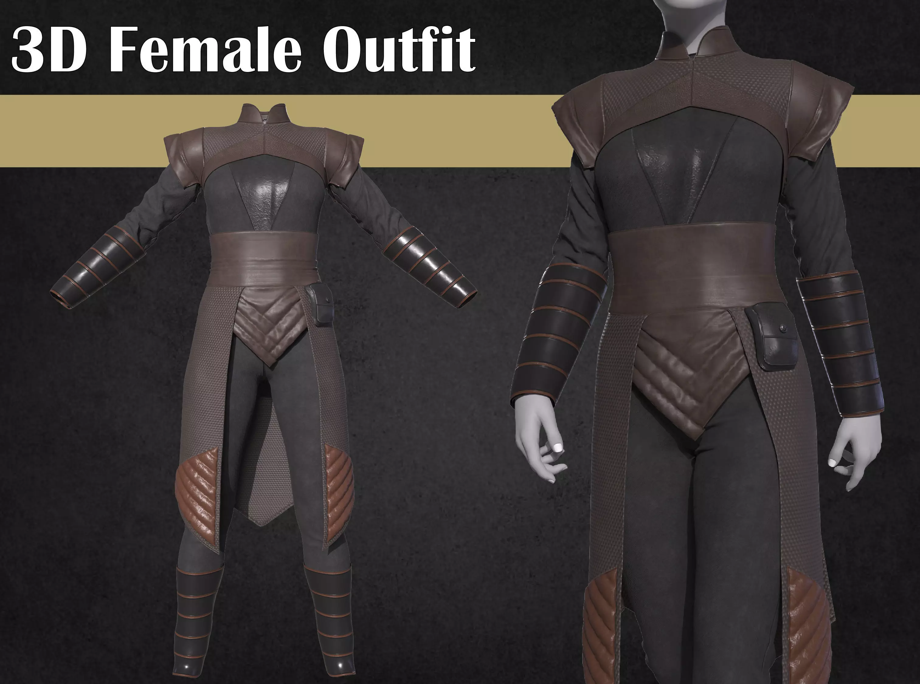 Female outfit character clothing 3D model_0