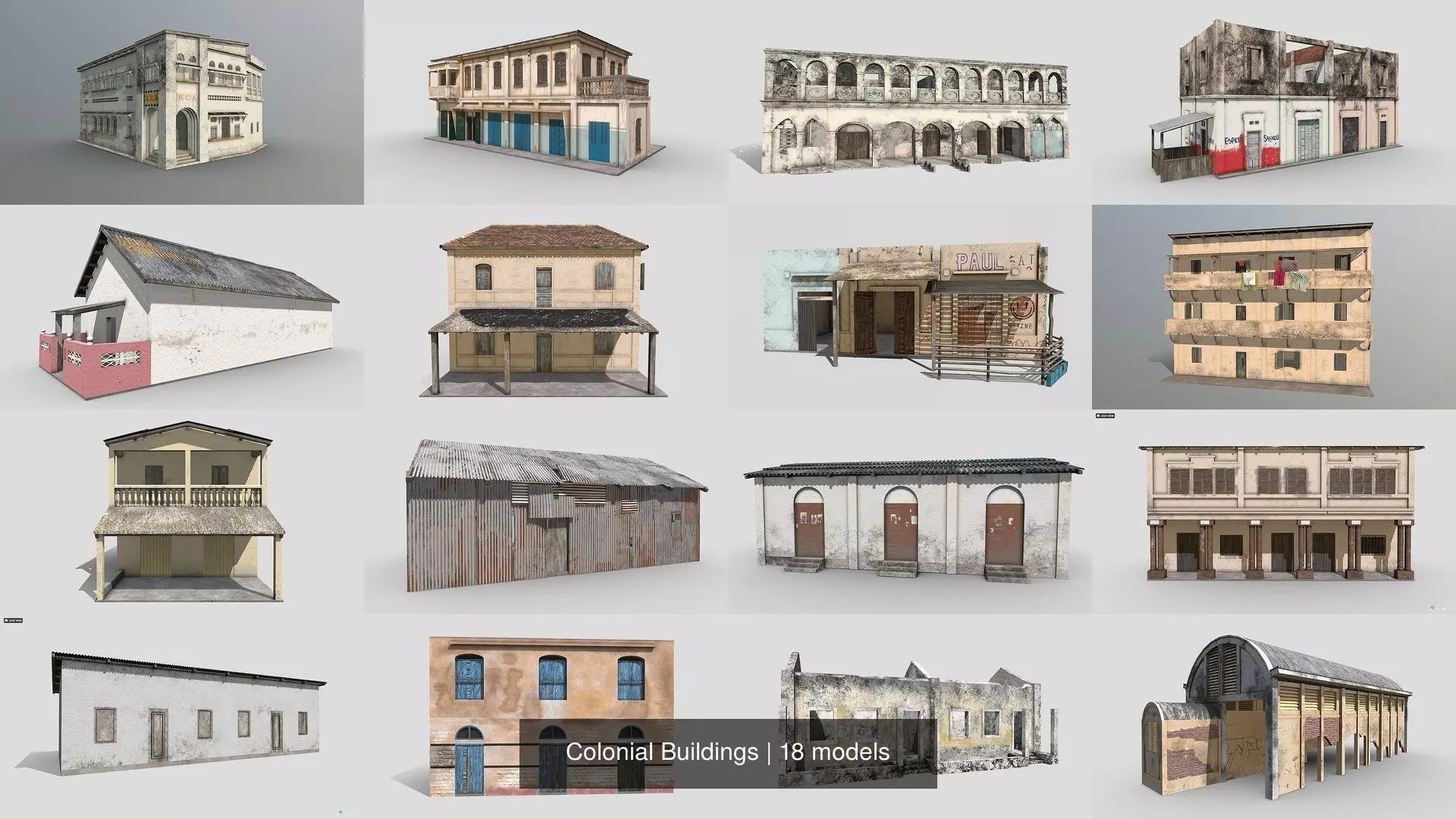 Colonial Buildings 3D Model Collection_0