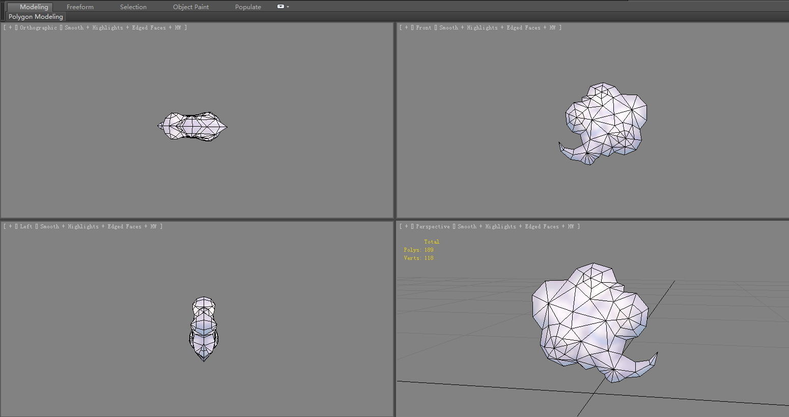 Cartoon a cloud-2 Low-poly 3D model_4