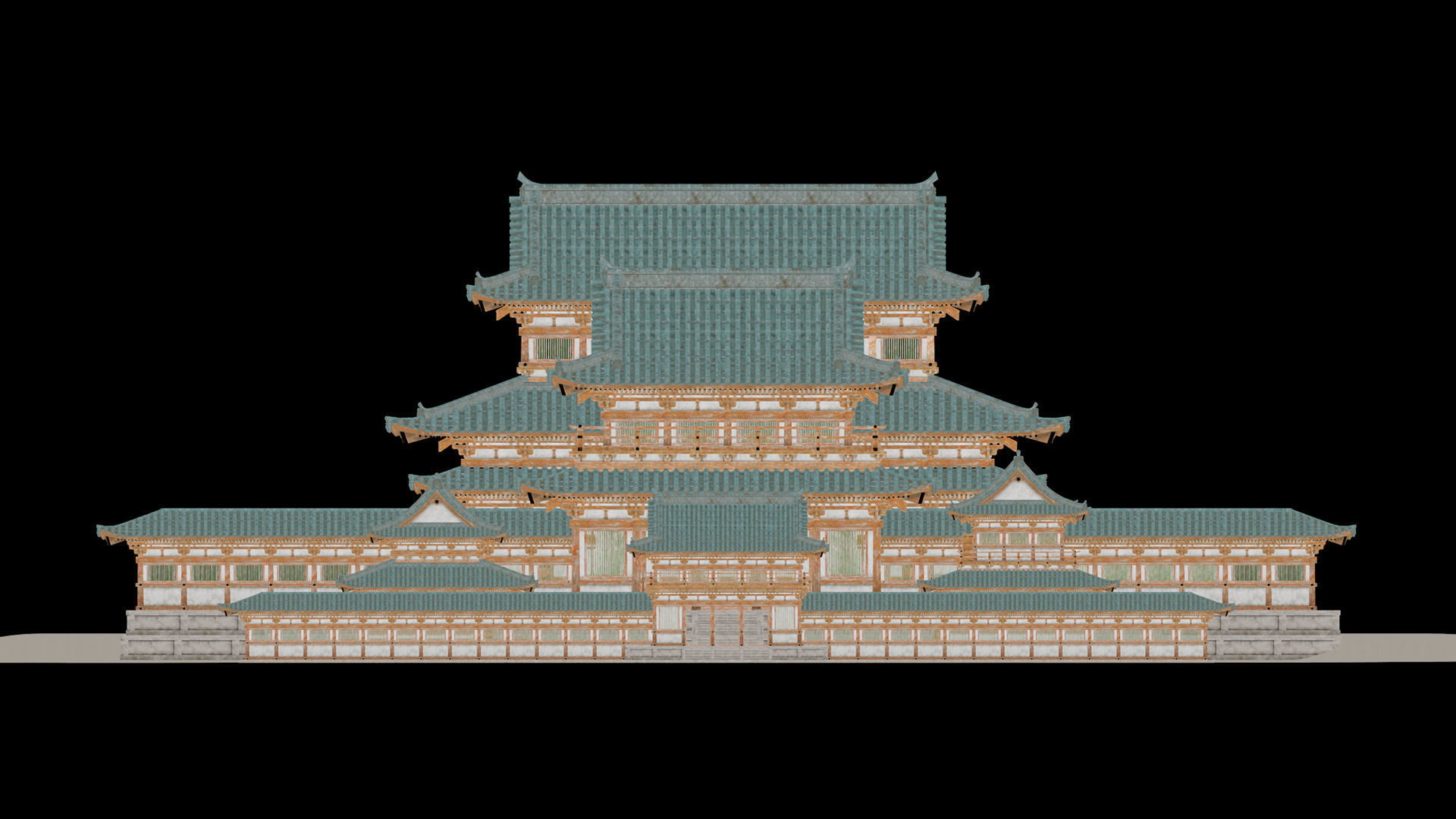 Japanese Modular Temple Full Map Low-poly 3D model_15