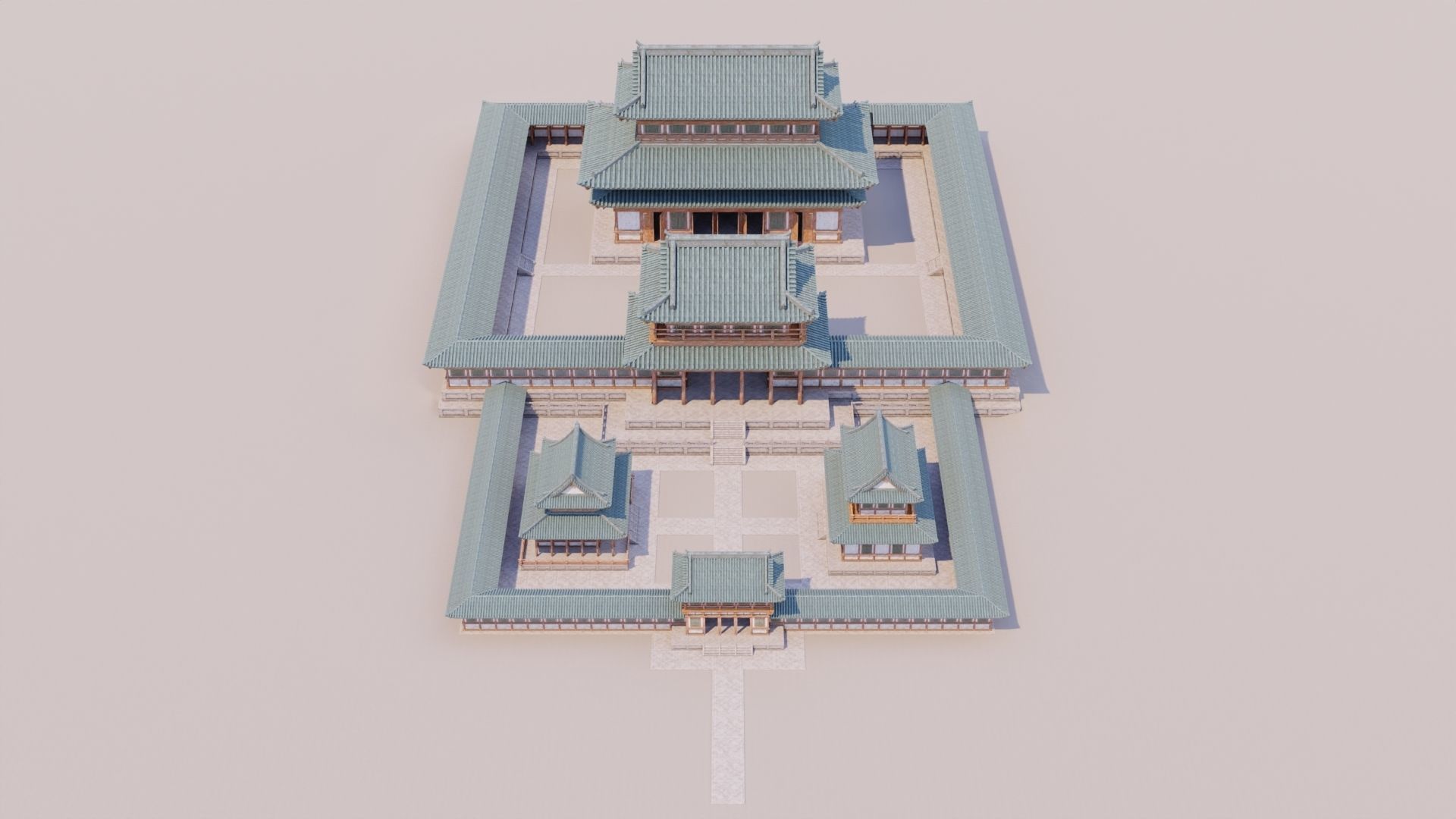 Japanese Modular Temple Full Map Low-poly 3D model_10