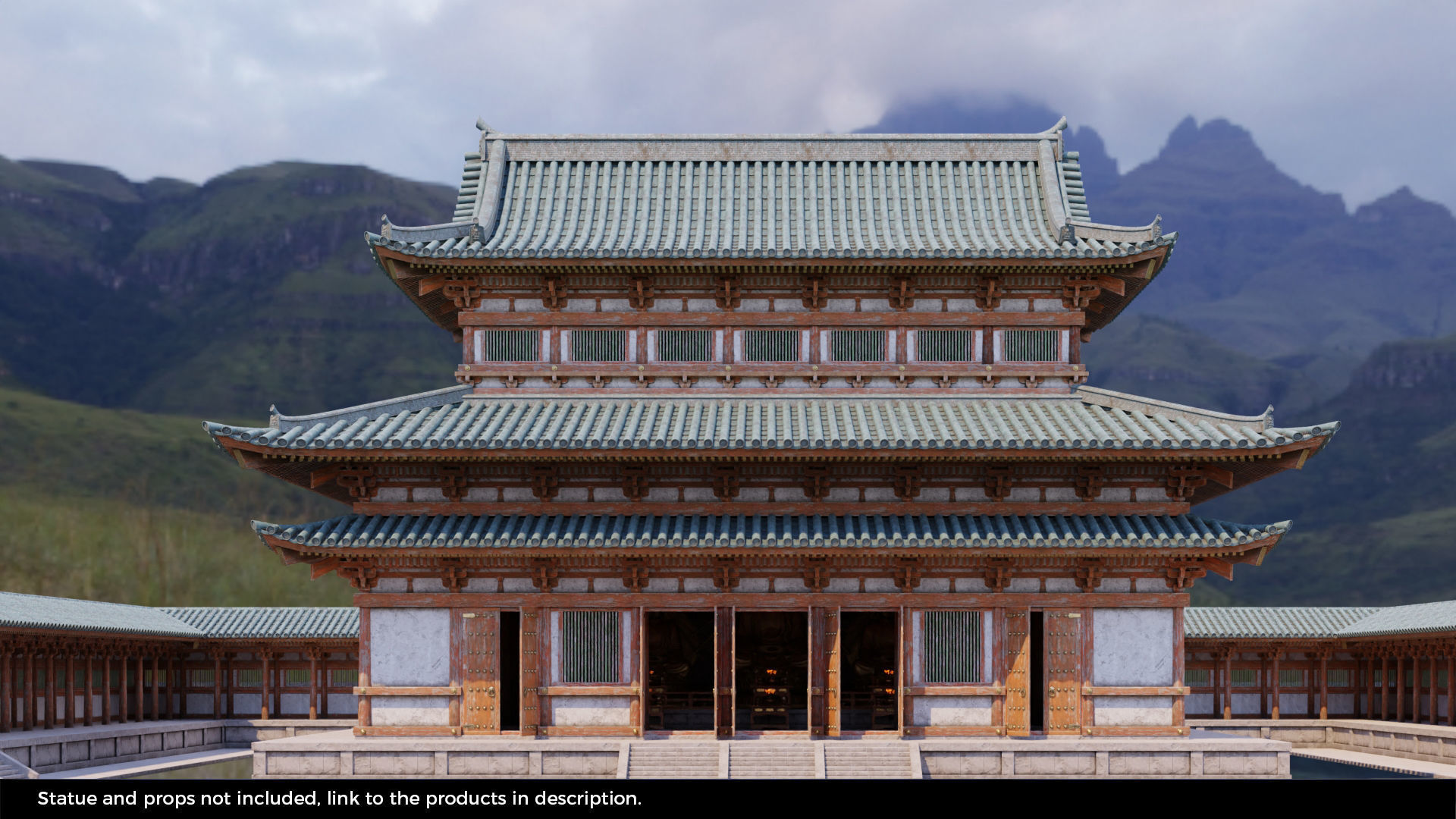 Japanese Modular Temple Full Map Low-poly 3D model_8