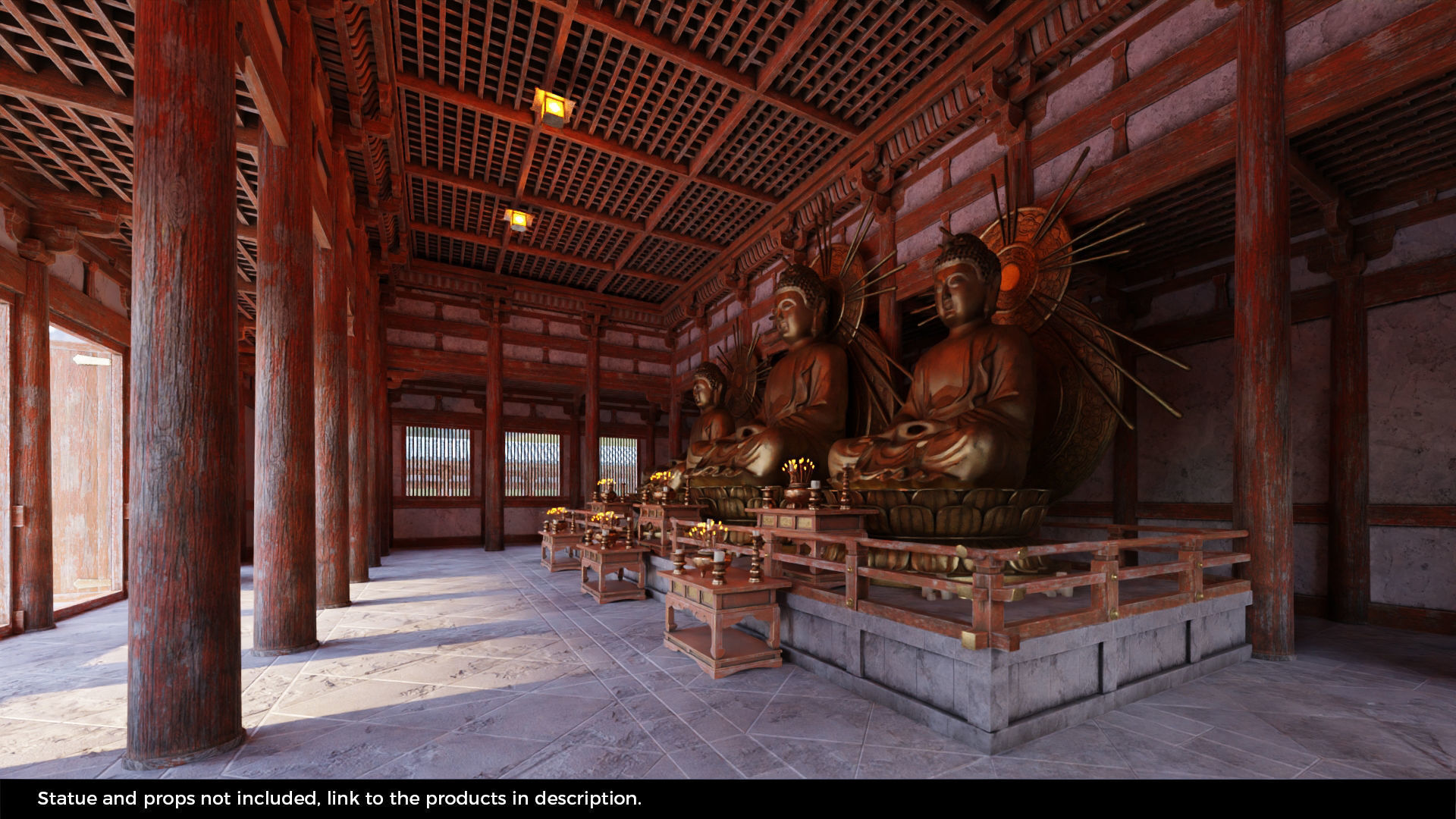 Japanese Modular Temple Full Map Low-poly 3D model_9