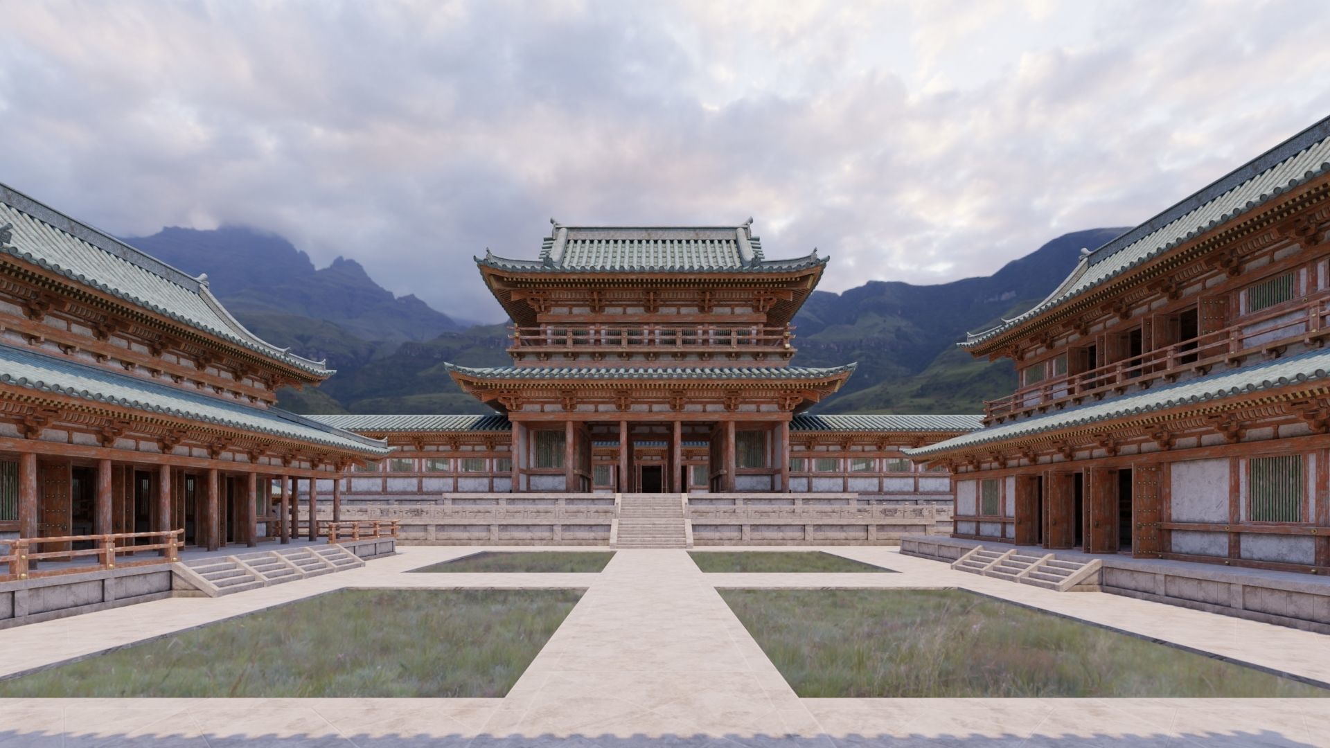 Japanese Modular Temple Full Map Low-poly 3D model_3