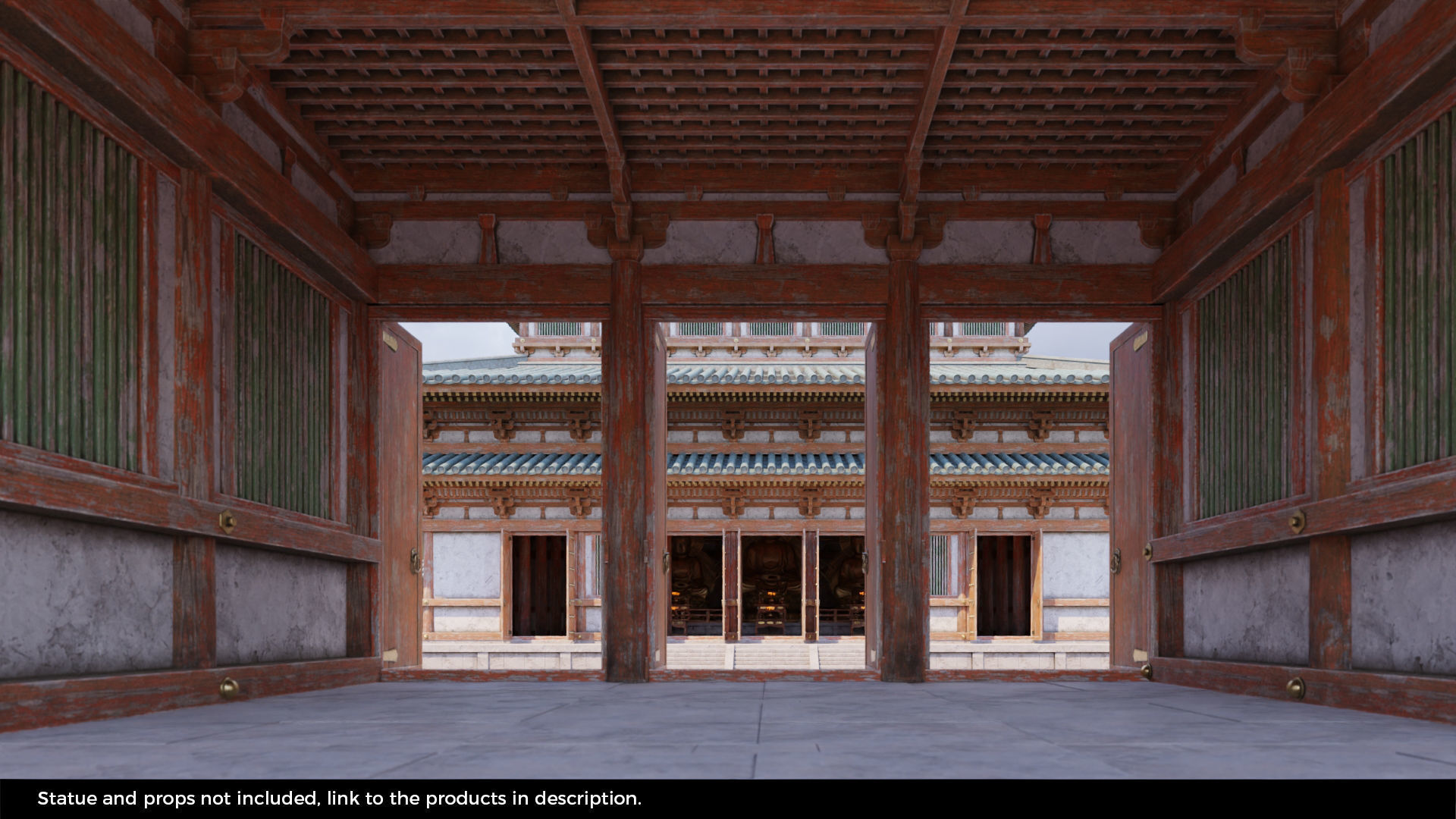 Japanese Modular Temple Full Map Low-poly 3D model_7