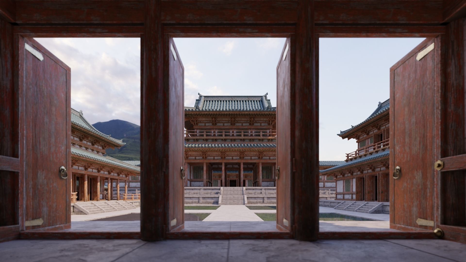 Japanese Modular Temple Full Map Low-poly 3D model_2