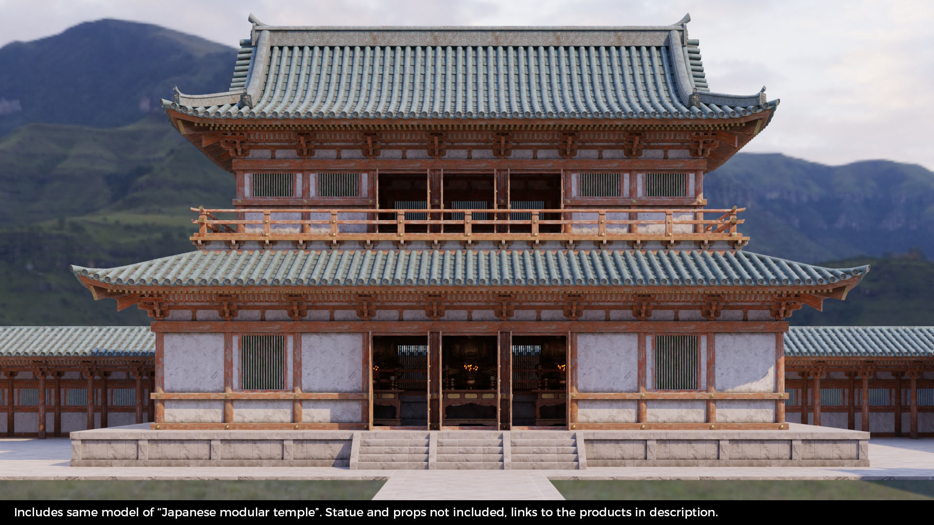 Japanese Modular Temple Full Map Low-poly 3D model_6