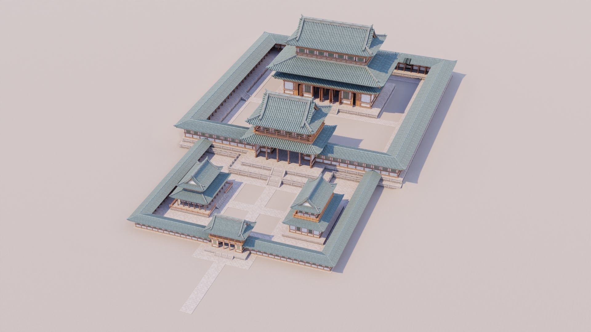 Japanese Modular Temple Full Map Low-poly 3D model_11