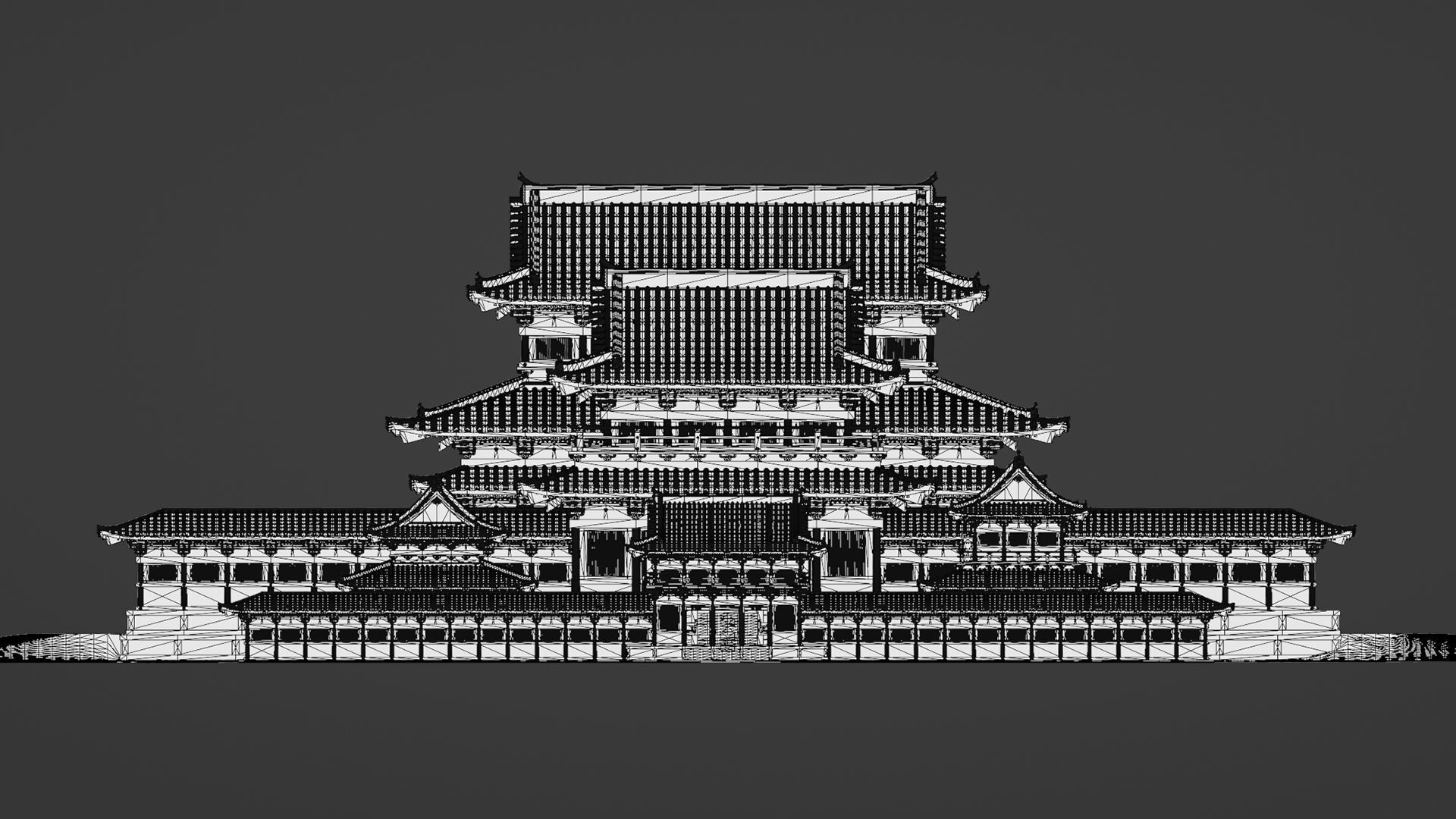 Japanese Modular Temple Full Map Low-poly 3D model_16