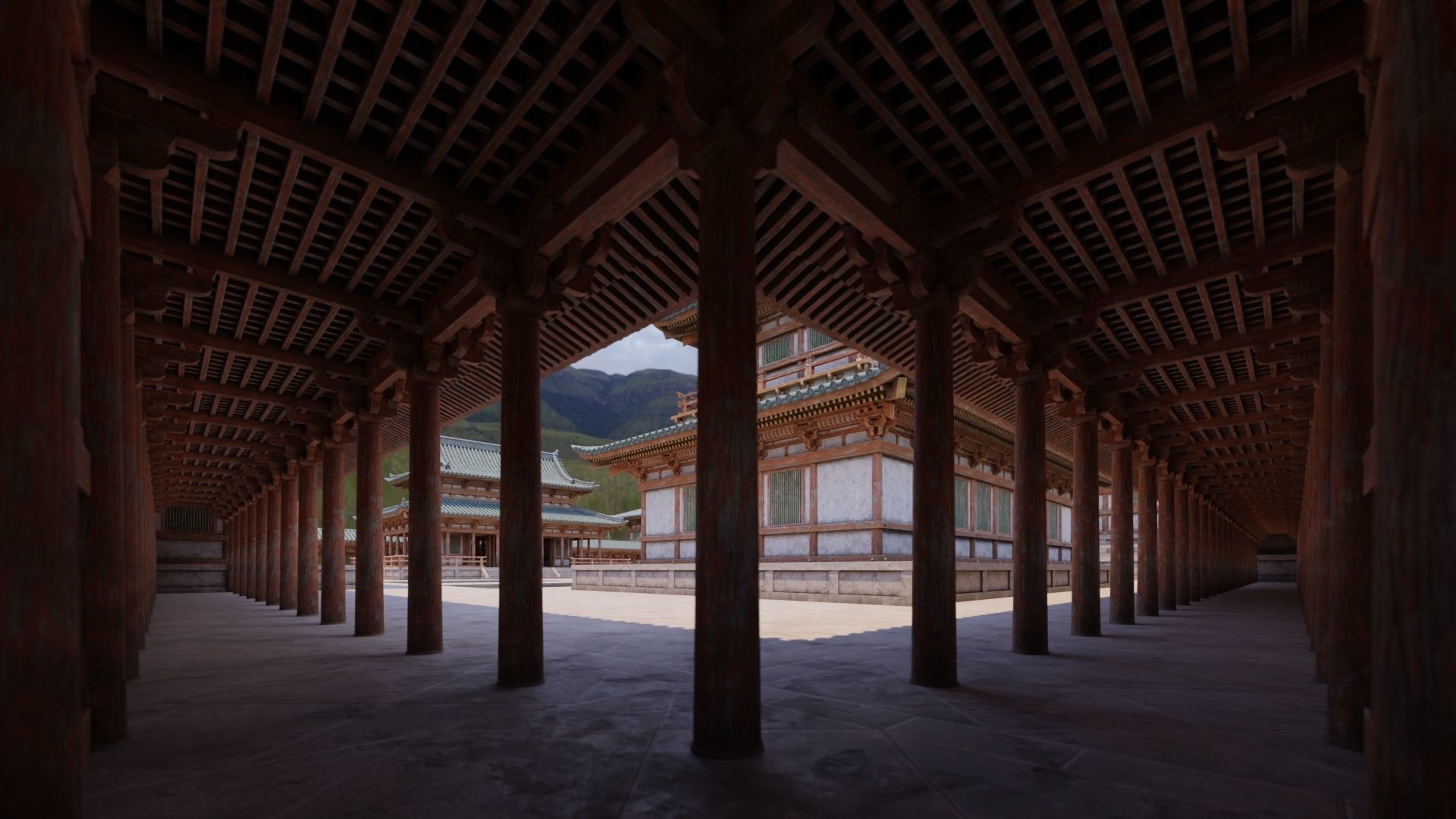 Japanese Modular Temple Full Map Low-poly 3D model_4