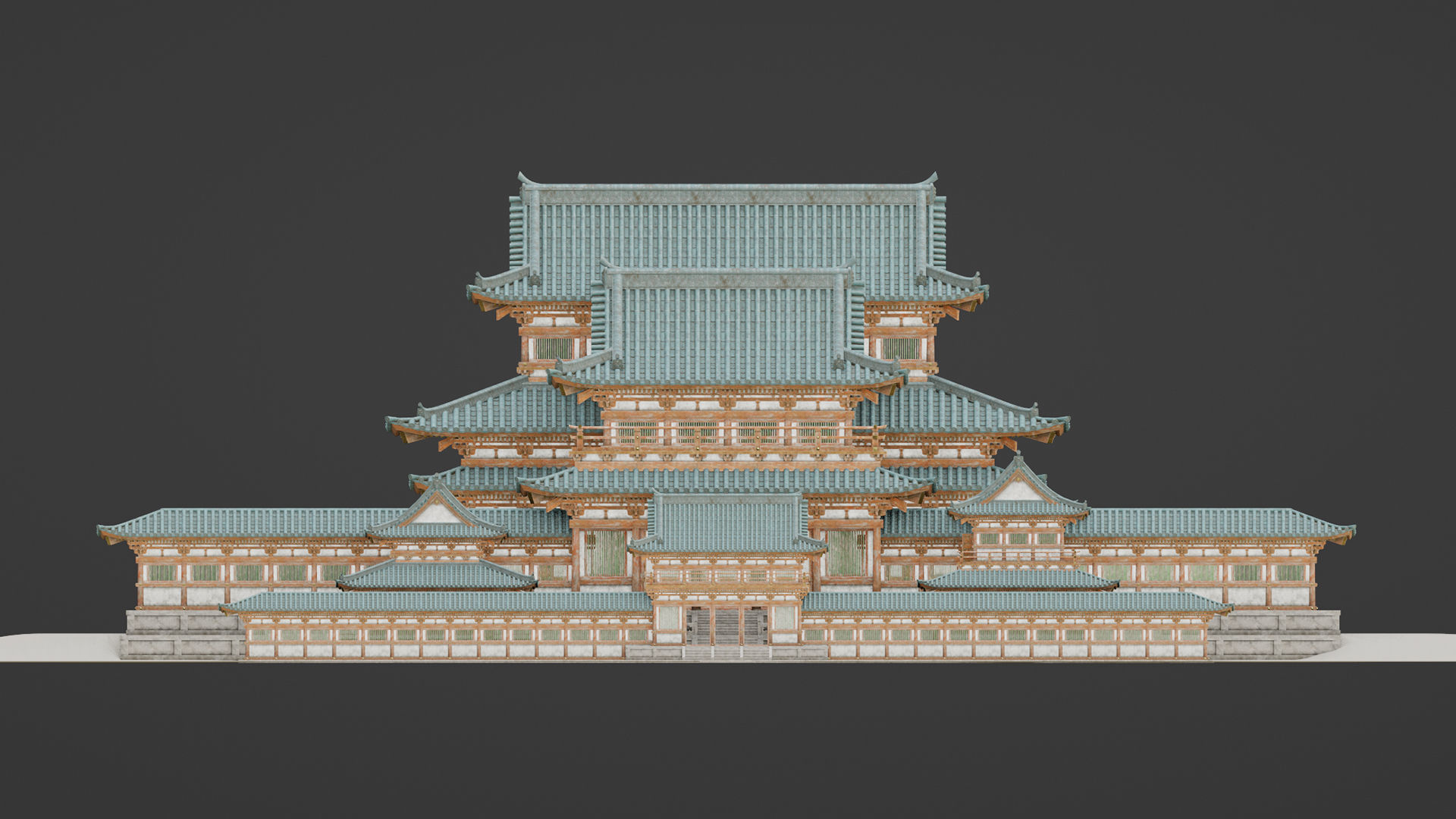 Japanese Modular Temple Full Map Low-poly 3D model_14