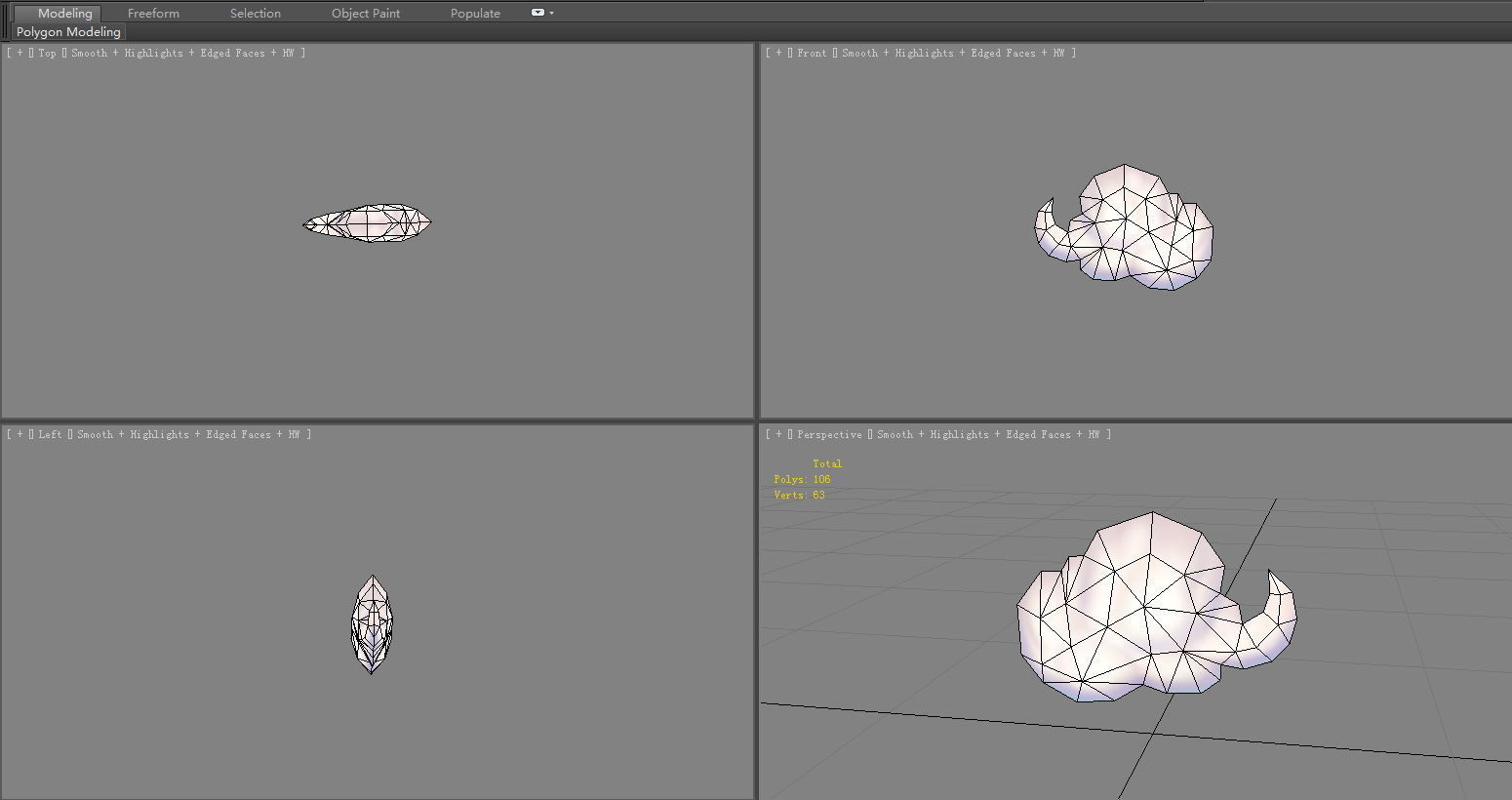 Cartoon a cloud-3 Low-poly 3D model_4
