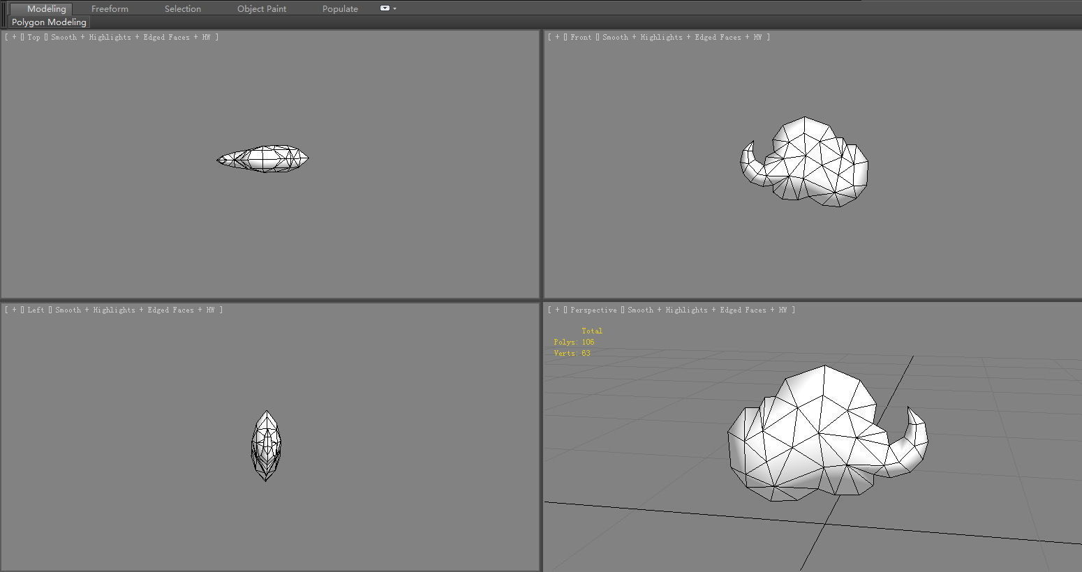 Cartoon a cloud-3 Low-poly 3D model_5