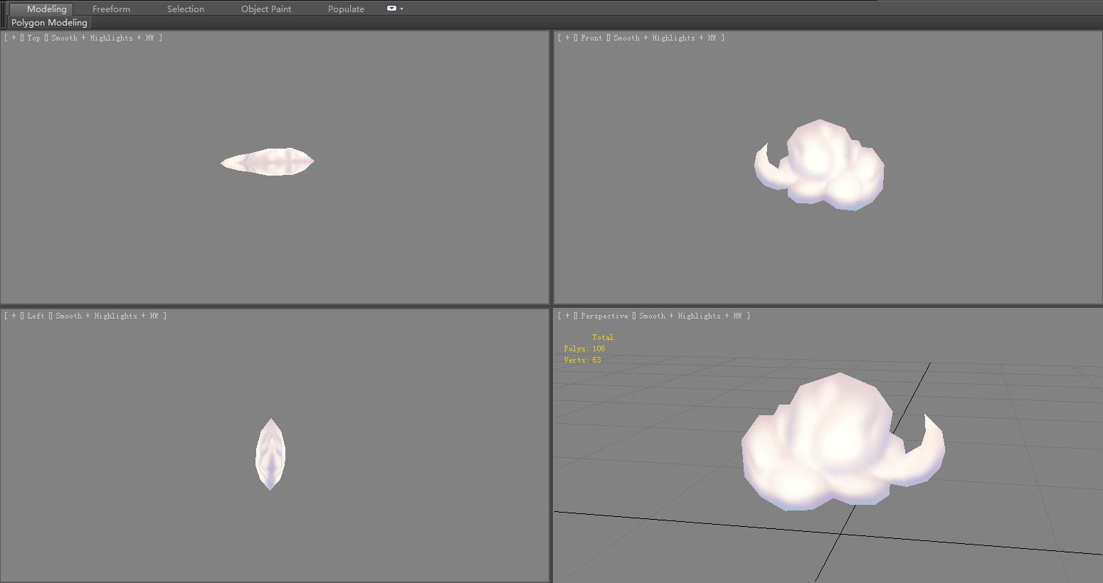 Cartoon a cloud-3 Low-poly 3D model_3