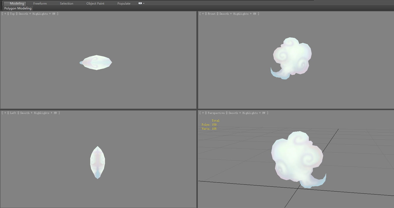 Cartoon a cloud-4 Low-poly 3D model_3
