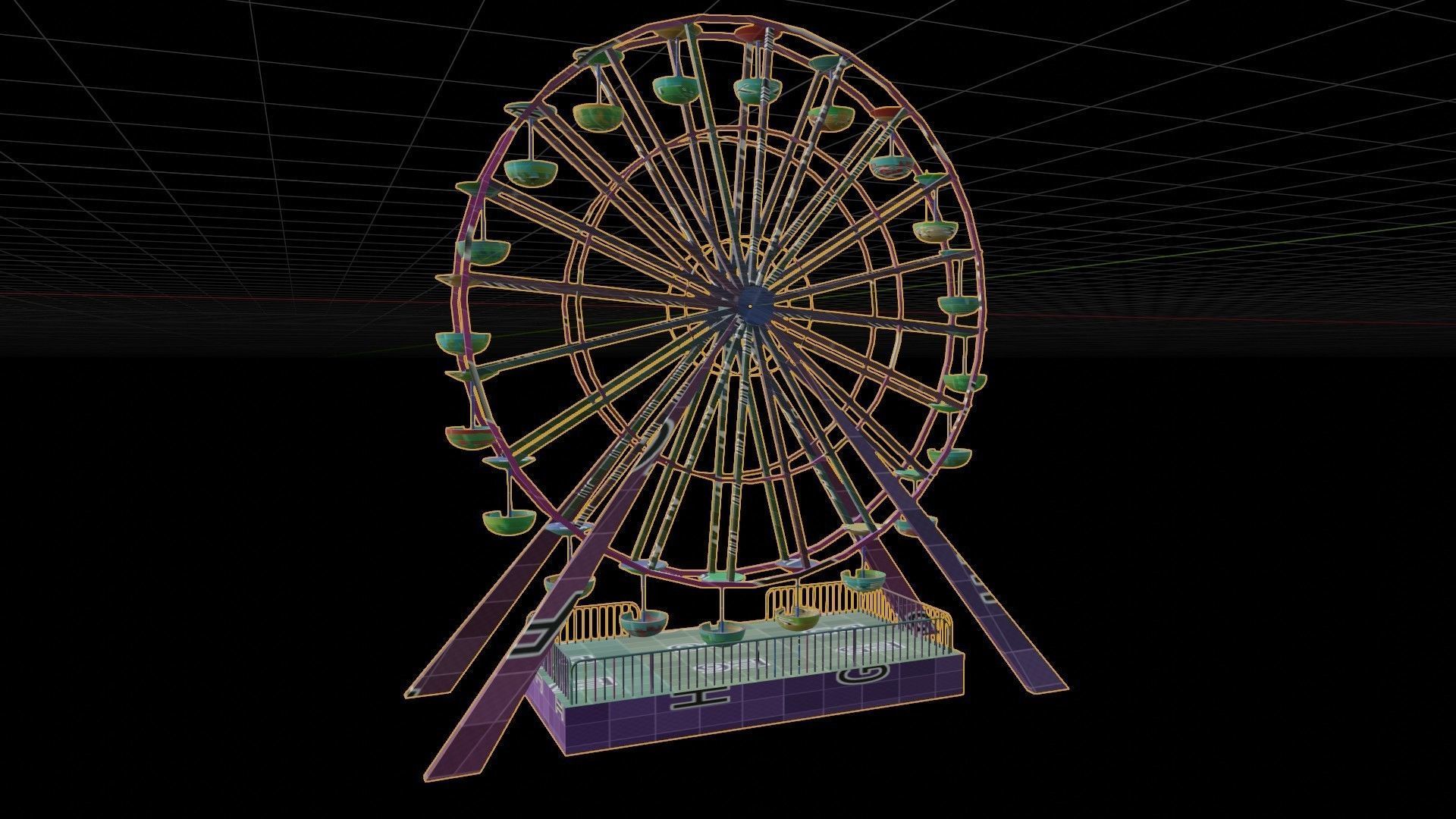Ferris wheel Low-poly 3D model_9
