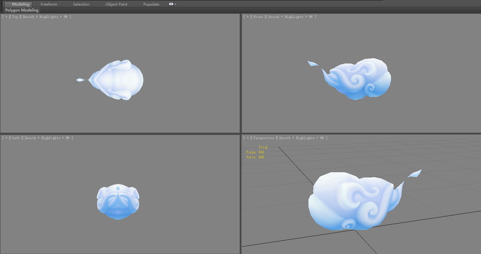 Cartoon Cloud Mount - A Low-poly 3D model_4