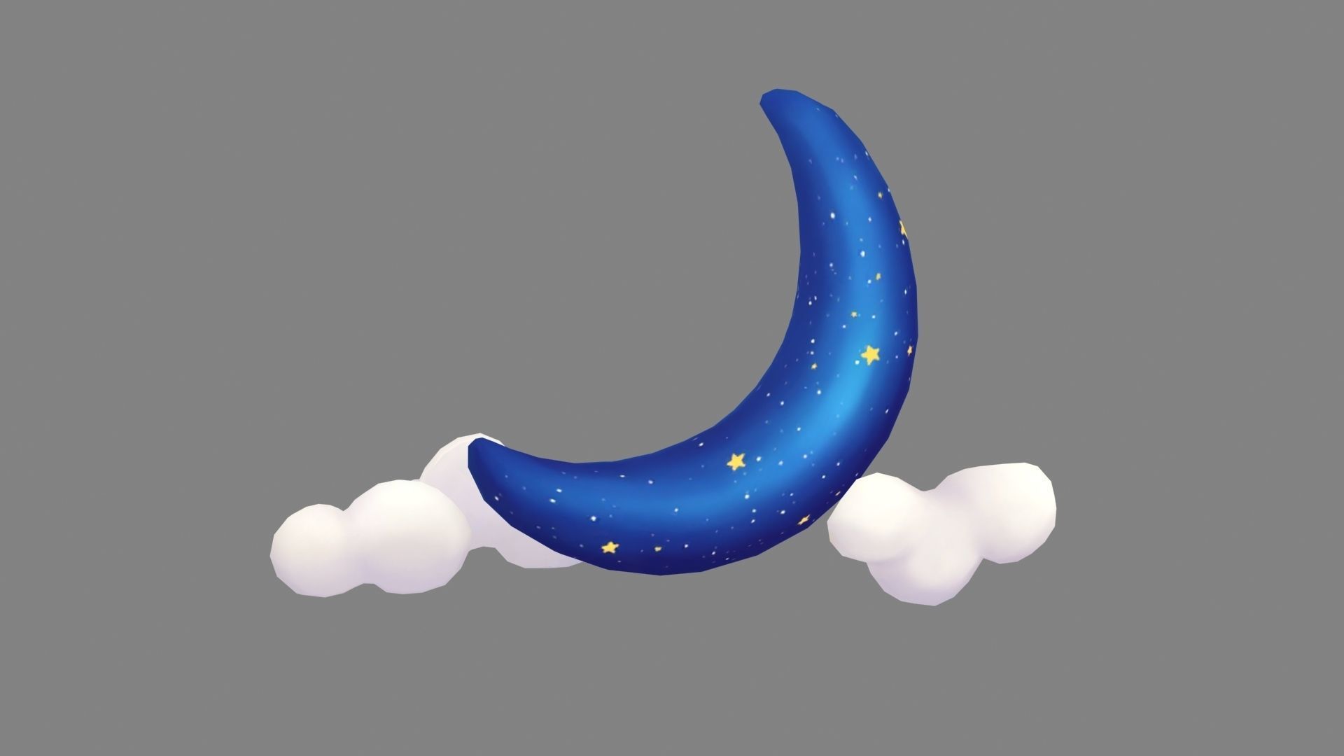 Cartoon moon ornaments Low-poly 3D model_2