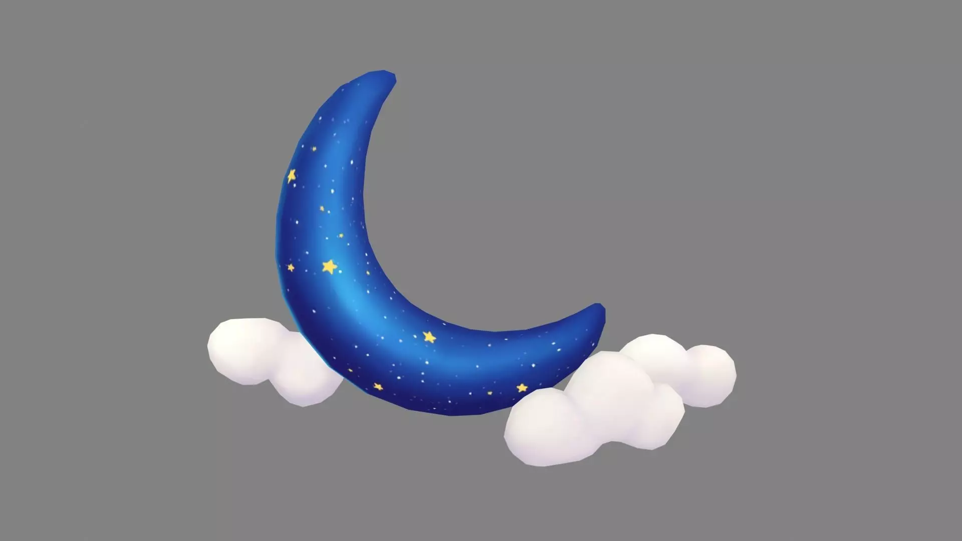 Cartoon moon ornaments Low-poly 3D model_0