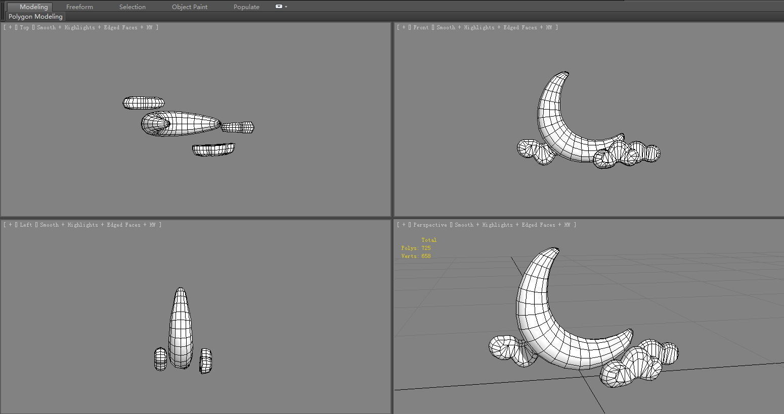 Cartoon moon ornaments Low-poly 3D model_5