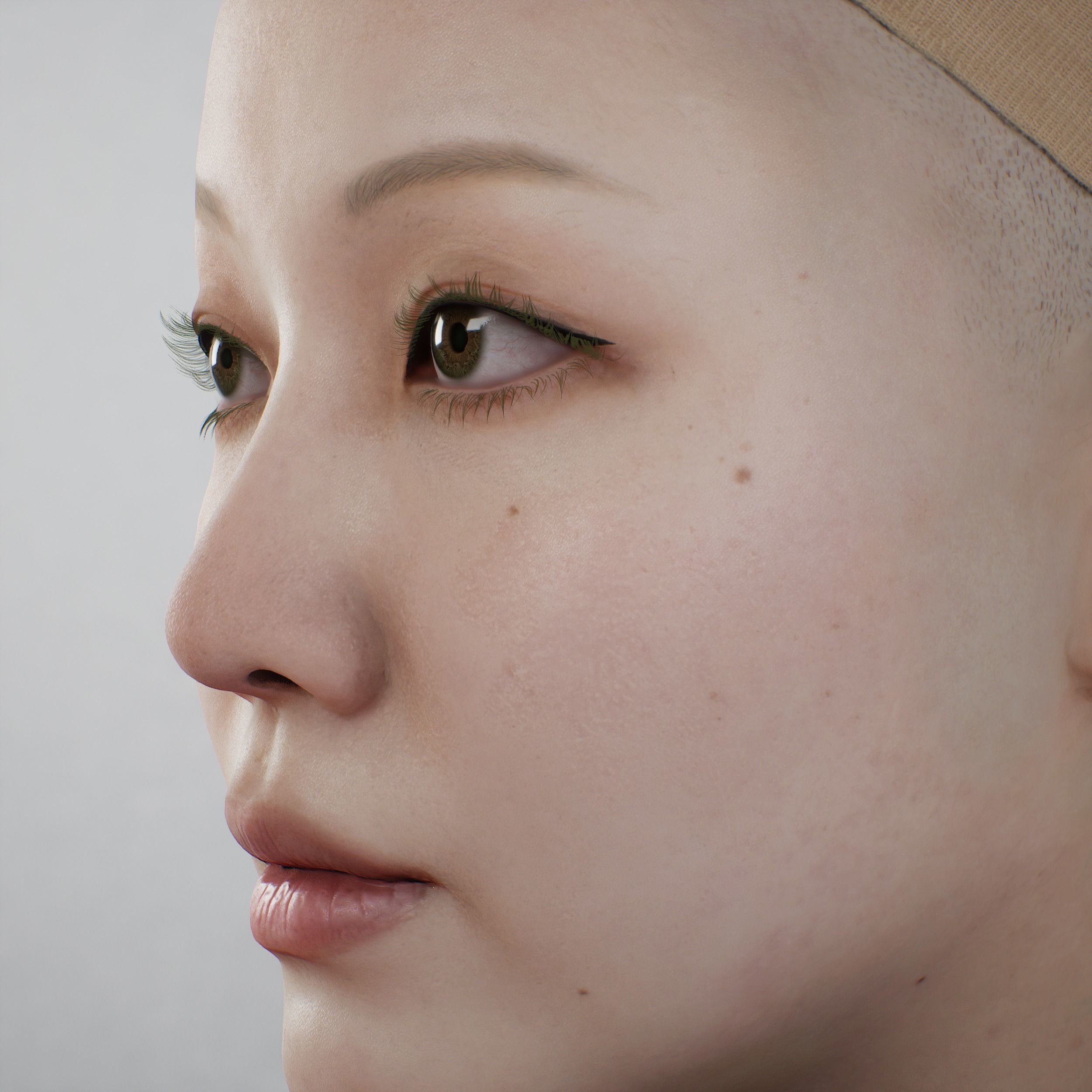 Face of Korean Female Low-poly 3D model_6